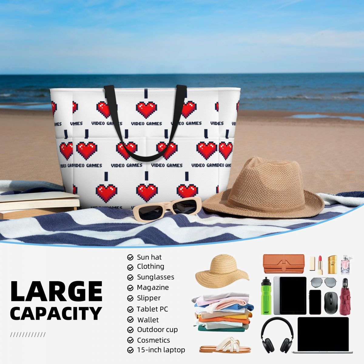 I Heart Video Games Beach Tote - огляд і ціна Yoga Fitness Video
